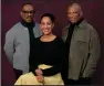  ?? (AP Photo/Chris Pizzello) ?? Eddie Murphy and Tracee Ellis Ross pose with “Candy Cane Lane” director Reginald Hudlin at the Four Seasons Hotel in Los Angeles in November.