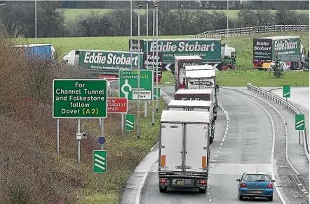  ?? GETTY ?? The UK last month tested a plan to park waiting trucks on the M20 in the event of a ‘‘no deal’’ Brexit.