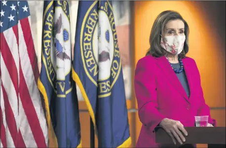  ?? JACQUELYN MARTIN — THE ASSOCIATED PRESS ?? House Speaker Nancy Pelosi of Calif. speaks during her weekly briefing, Thursday, Feb. 25, on Capitol Hill in Washington.