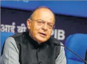  ?? REUTERS ?? Finance minister Arun Jaitley talks about the recapitali­sation of PSBs at a press conference in New Delhi on Wednesday