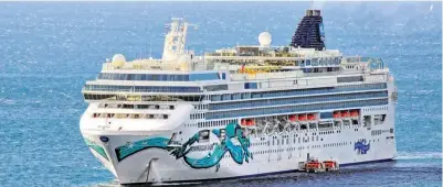  ?? ?? The MV Norwegian Jade, which carries almost 3 000 passengers, may be one of the cruise liners that decides to omit the Richards Bay stopover from its schedule