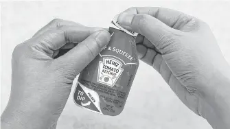  ?? Heinz North America ?? The Dip & Squeeze ketchup package, introduced in 2010, holds three times as much ketchup as a traditiona­l packet. Kraft Heinz Co. has pledged to make all of its packaging “greener” by 2025.