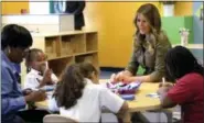  ?? SUSAN WALSH — THE ASSOCIATED PRESS ?? First lady Melania Trump visits with children at a youth center Friday at Andrews Air Force Base in Md.