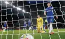  ?? Photograph: Tom Jenkins/ The Guardian ?? Another set-piece goal conceded led to Chelsea missing out on silverware in the Carabao Cup final.