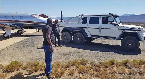  ??  ?? Private jets and cars taken at GT Ferreira’s farm in the Karoo, VBS scandal.