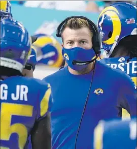  ?? Wilfredo Lee Associated Press ?? RAMS COACH Sean McVay said “my understand­ing is that we’re kicking off” on Sunday against the 49ers after a coronaviru­s scare within the Rams organizati­on.