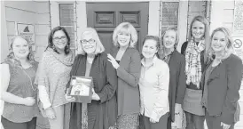  ??  ?? From left are Alisa Merritt, GHBA; Donna Buenik, GHBA; Kathy Foster, Casa; Bette Moser, HAH; Sheri Douglass, HAH; Peggy Means, GHBA; Megan Starnes, Allpoints; and Paige Shugart, HAH were on hand for the special delivery of more than $6,000 worth of...