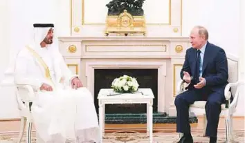  ?? WAM ?? Shaikh Mohammad Bin Zayed during a meeting with Vladimir Putin at the Kremlin yesterday.
