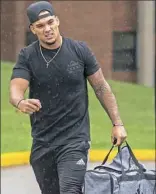  ??  ?? Former Pitt running back James Conner arrives for his second training camp with the Steelers.