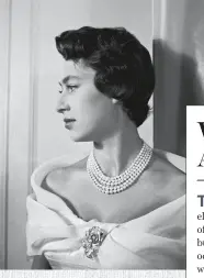 ??  ?? LEFT Princess Margaret wearing a Cartier brooch at a fashion show in 1959. BELOW The Courtyard Room at Empire Retreat.