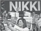  ?? S. C. WIN MCNAMEE/ GETTY IMAGES ?? Nikki Haley announces her presidenti­al campaign Wednesday in Charleston,