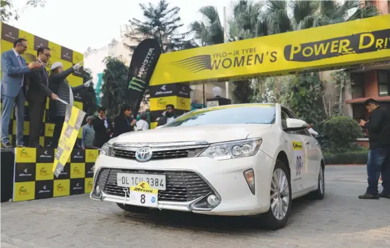  ??  ?? The 50- km long TSD drive was flagged off by FMSCI chairperso­n women in motorsport­s Sita Raina among others in the capital on Monday.