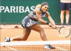  ?? Pavel Golovkin / Associated Press ?? If the French Open were being held as scheduled right now, Serena Williams again would have had a shot at her 24th major title.