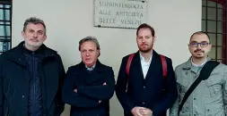  ??  ?? Incontro Da sinistra, Mauro Cinefra, Patrizio Bertin, Antonio Bressa e Filippo Segato