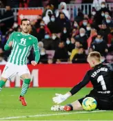  ?? ANSA ?? Il gol di Juanmi che ha affossato il Barcellona