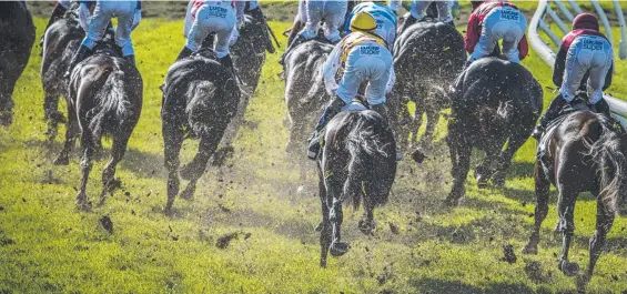  ?? Picture: AAP IMAGE ?? The controvers­ial Eagle Farm track throws up excessive turf kickback in May last year. It has not been used for races since.