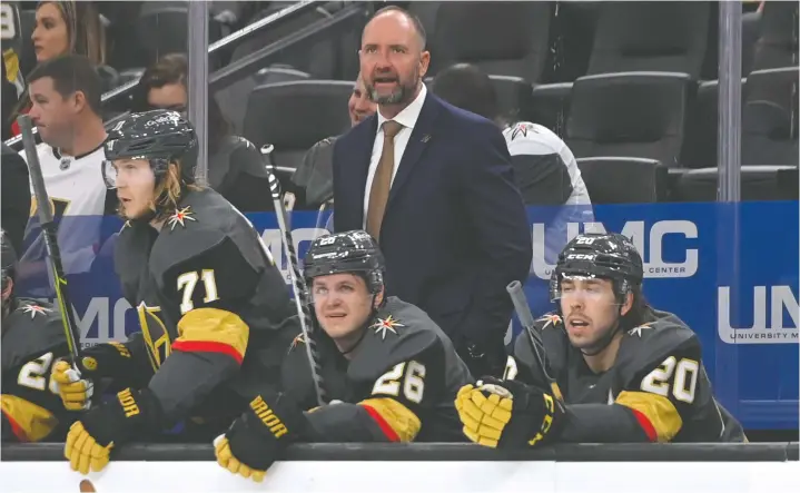  ?? — AP FILE PHOTO ?? The Vegas Golden Knights fired head coach Peter DeBoer on Monday after they missed the playoffs for the first time in the franchise's five-year history.