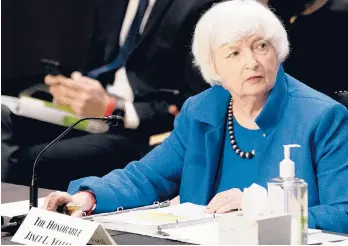  ?? NEW YORK TIMES STEFANI REYNOLDS/THE ?? Treasury Secretary Janet Yellen testifies Sept. 28 at a Senate committee hearing.