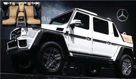  ??  ?? The new Mercedes G-Class was unveiled recently at the Geneva Motor Show. Inset (the interior)