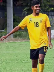  ??  ?? Aiming to step up: M. Kogileswar­an Raj working hard to be selected for the National U-23 side.