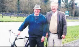  ?? ?? Good friends Ben O’Callaghan and Maurice McCarthy taking advantage of the longer evenings with a leisurely stroll around Doneraile in April 2001.