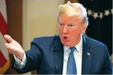  ?? AP PHOTO BY EVAN VUCCI ?? President Donald Trump speaks during a meeting with Republican lawmakers Tuesday in the Cabinet Room of the White House.