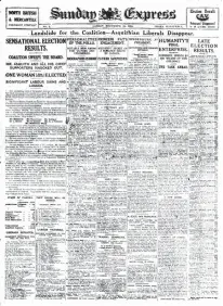  ??  ?? BEGINNING: The first Sunday Express front page from 1918, with results of that year’s election