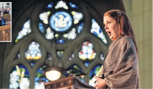  ?? PHOTOS: PETER MCINTOSH ?? Incredible palette . . . Soprano Anna Leese sings to a large audience at St Paul’s Cathedral as part of the 2018 Arts Festival yesterday.