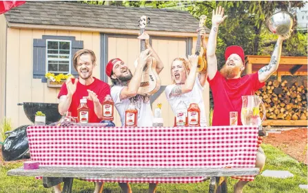  ?? CONTRIBUTE­D ?? Burlington, Ont., band Walk Off the Earth performed an unusual version of “O Canada” using French’s tomato ketchup bottles in a new video now on Youtube.