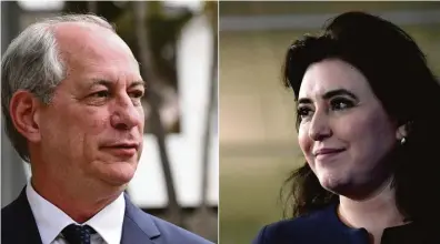  ?? Evaristo Sá/AFP e Mauro Pimentel/AFP ?? Ciro Gomes (PDT) e Simone Tebet (MDB) simbolizam uma tentativa de “terceira via” que tem o discurso de furar a bolha e o desafio de reverter baixos índices nas intenções de voto