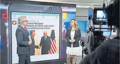  ?? (CAPTURA DE TV) ?? Están en el aire. Daniel Díaz y Patricia Jalil, dos de las caras de “Crónica central”.