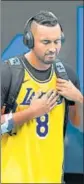  ?? GETTY ?? Nick Kyrgios walks onto Rod
■
Laver Arena wearing a number 8 Kobe Bryant jersey ahead of his fourth round Australian Open match against Rafael Nadal at Melbourne Park.