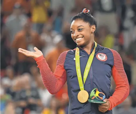  ?? 2016 FILE PHOTO BY ROBERT DEUTSCH/ USA TODAY SPORTS ?? U. S. gymnast Simone Biles won four gold medals and a bronze in the 2016 Rio Summer Olympic Games.