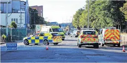  ?? ?? SCENE Police on Eglinton Street, in Glasgow, where the fatal crash happened that saw Noor Court being hit by car