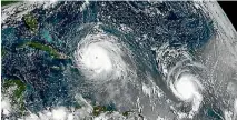  ??  ?? The islands devastated by Hurricane Irma, left, have little time to regroup, with Hurricane Jose, right, following close behind.