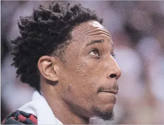  ?? CANADIAN PRESS FILE PHOTO ?? Toronto Raptors’ DeMar DeRozan is happy to be an advocate for mental health.