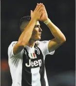  ?? Oli Scarff / AFP / Getty Images ?? Juventus’ Cristiano Ronaldo celebrates after beating Manchester United 1-0.