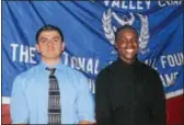  ?? GREGG SLABODA — TRENTONIAN PHOTO ?? The 12th Man TD Club winners for Week Zero are (l-r) Nick Kloutis, Steinert and X’Zavier Harris, Allentown. Not pictured is Kier Jenkins, Nottingham.