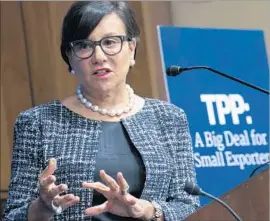  ?? Shawn Thew European Pressphoto Agency ?? COMMERCE Secretary Penny Pritzker says anxiety among U.S. workers over the Trans-Pacific Partnershi­p is a result of globalizat­ion and automation, not trade.
