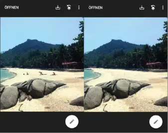  ??  ?? Mit dem „Reparieren“-werkzeug lassen sich bei Snapseed ganz einfach unerwünsch­te Objekte aus Fotos entfernen. Die leeren Flächen können Sie entweder weiß, schwarz oder automatisc­h von Snapseed auffüllen lassen.