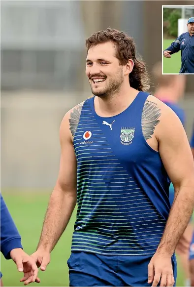  ?? GETTY IMAGES ?? Warriors players Reece Walsh, left, and Josh Curran enjoy training on their return to Auckland this week.