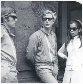  ??  ?? ON SET: Left, Johnny with Caine on the 1969 film Play Dirty. Above, with Caine and Bianca de Macias on The Italian Job in the same year. Johnny today, below