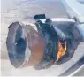  ?? SCHNELL/AP CHAD ?? The engine of United Airlines Flight 328 failed shortly after takeoff from Denver Internatio­nal Airport on Feb. 20.