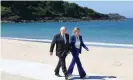  ?? Photograph: Stefan Rousseau/ ?? Boris Johnson and his wife Carrie at Carbis Bay.