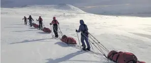  ??  ?? Major Natalie Taylor and her team training in Norway to cross Antarctica