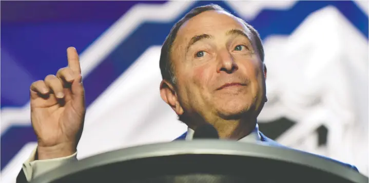  ?? — USA TODAY SPORTS ?? Commission­er Gary Bettman, to no one’s surprise, would not acknowledg­e that money is the prime motivating factor in the NHL’s return-to-play plan.
