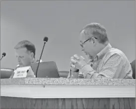  ?? Kevin Myrick/ Standard Journal ?? Assistant County Manager Barry Akinson provided the latest details and numbers for a potential plan to fund the Polk County Fire Department to allow for full or part time firefighte­rs to be hired.