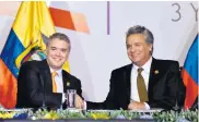  ?? COLPRENSA ?? Los presidente­s de Colombia, Iván Duque, y Ecuador, Lenín Moreno, en el marco del VII Gabinete Binacional.