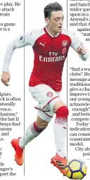  ??  ?? Winning formula: Arsenal are statistica­lly more successful – just about – when Mesut Ozil plays