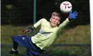  ??  ?? Alex Runarsson on his first day of training with Arsenal at London Colney. Photograph: Stuart MacFarlane/Arsenal FC/Getty Images